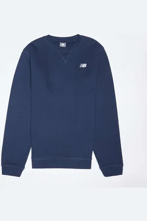 New Balance French Terry Small Logo Crew unissexo Casacos com capuz e sweatshirts azul tamanho 170 Vestuário