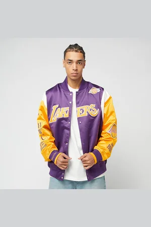 Mitchell & Ness NBA Team Origins Satin Jacket Vintage Logo LA Lakers homem Casacos college violeta tamanho XL Vestuário