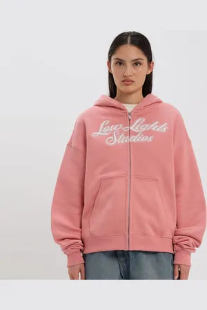 Low Lights Studios Shutter Zip Hoodie mulheres Casacos com capuz e sweatshirts rosa tamanho L Vestuário