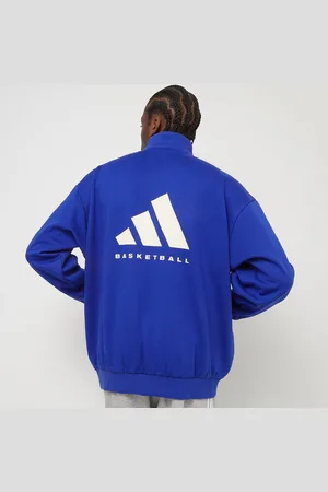 adidas Basketball Fleece Half Zip homem Casacos com capuz e sweatshirts azul tamanho L Vestuário