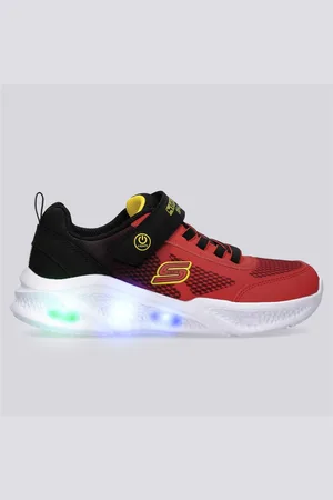 Skechers Meteor-Lights - Preto - Ténis Velcro Menino