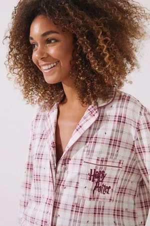Women secret Pijama camiseiro comprido 100% algodão harry potter quadrados
