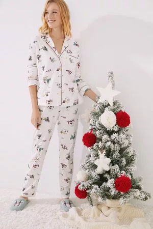 Women secret Mulher Pijamas Disney - Pijama camiseiro comprido 100% algodão disney