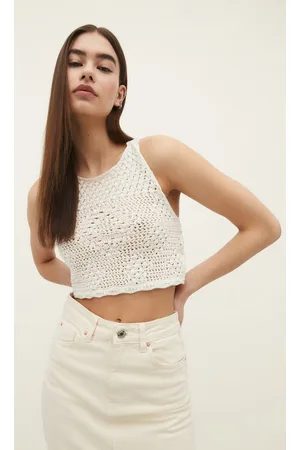 Stradivarius Mulher Tops de Cavas - Crop Top De Malha Com Tiras Nas Costas Xl