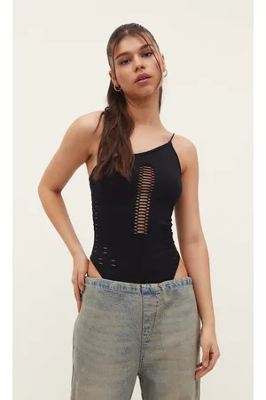 Stradivarius Mulher T-shirts & Manga Curta - Body Sem Costuras Com Perfurações Assimétrico