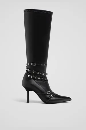 Stradivarius Botas altas com fivelas 41