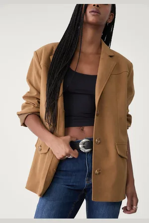 Stradivarius Blazer com efeito de camurça L