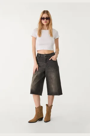 Stradivarius Calções bermuda jort denim baggy 34