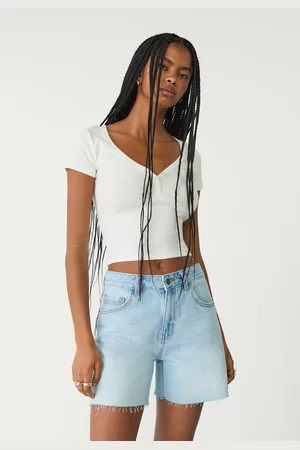 Stradivarius Calções bermuda de denim 32