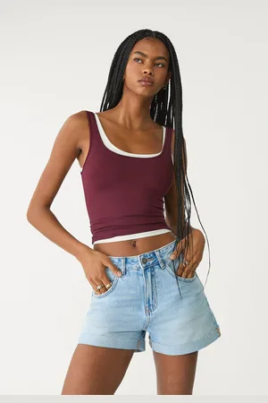 Stradivarius Calções de ganga arregaçados 42