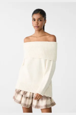 Stradivarius Sweater de malha com ombros descobertos L