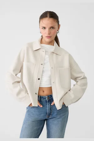 Stradivarius Camisa larga curta com efeito camurça S