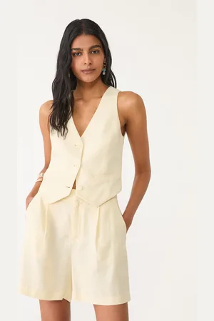 Stradivarius Calções fluidos com linho 36