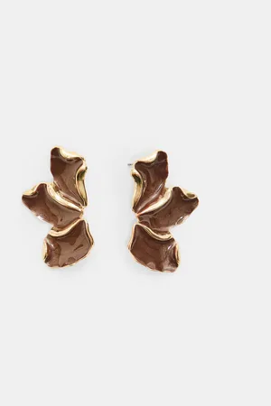 Stradivarius Brincos tipo leque com esmalte OS