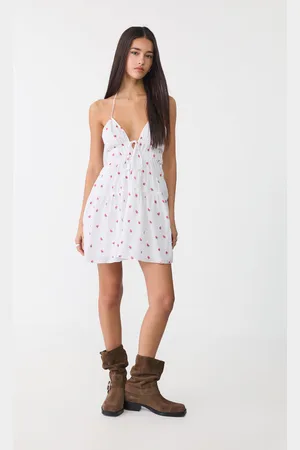 Stradivarius Vestido curto estampado morangos S
