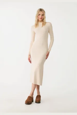 Stradivarius Vestido midi de malha com gola alta XS