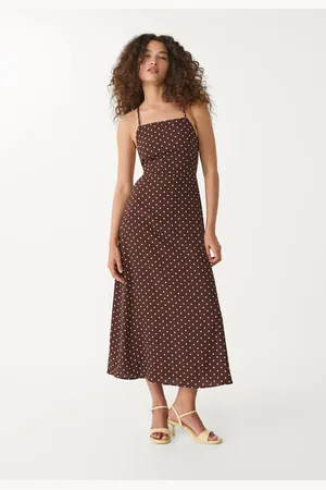 Stradivarius Vestido comprido de bolinhas com costas descobertas XL