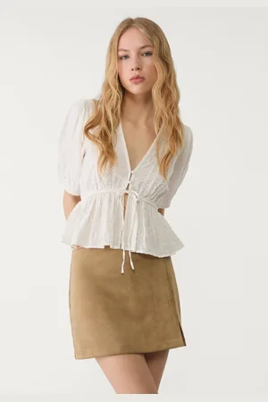 Stradivarius Blusa fluida com renda M