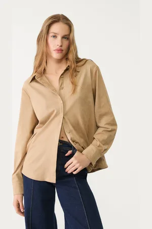 Stradivarius Camisa com efeito de camurça XL