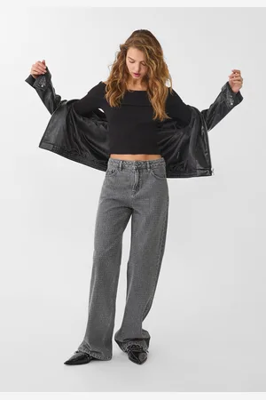 Stradivarius Jeans direitas com brilho 40
