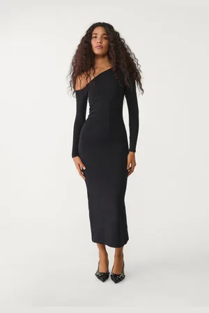 Stradivarius Vestido comprido com decote assimétrico M