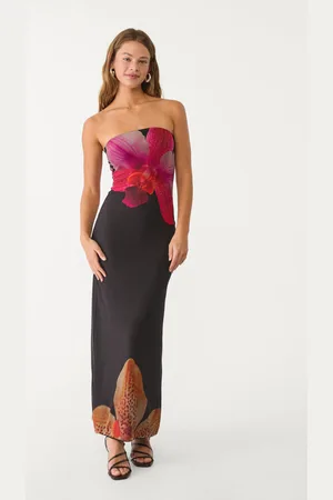 Stradivarius Vestido com ombros descobertos e flor XS