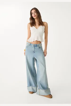 Stradivarius Jeans wide leg enroladas 38