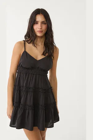 Stradivarius Vestido curto de alças com folhos L
