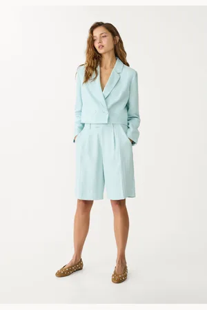 Stradivarius Calções bermuda textura pinças 42