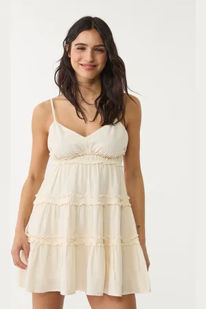 Stradivarius Vestido curto de alças com folhos M