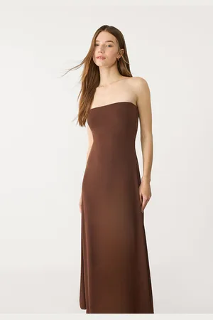 Stradivarius Vestido midi estampado com ombros descobertos XS
