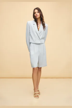 Stradivarius Calções bermuda textura pinças 32