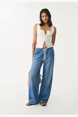 Stradivarius Calças fluidas compridas de ganga S
