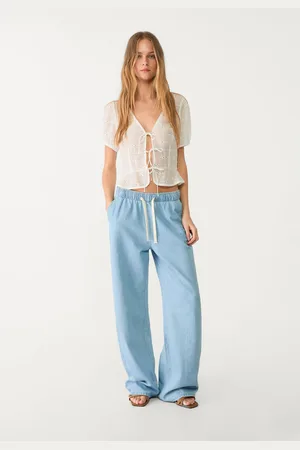 Stradivarius Calças fluidas compridas de ganga XS