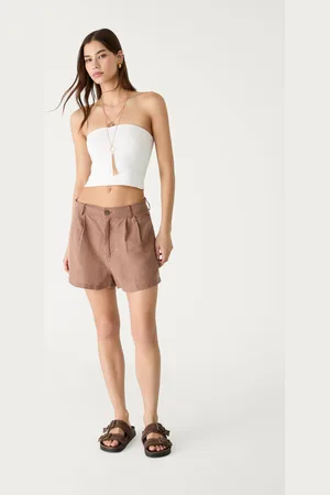 Stradivarius Calções fluidos com linho 42