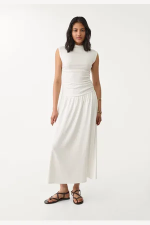 Stradivarius Vestido midi com decote afunilado S