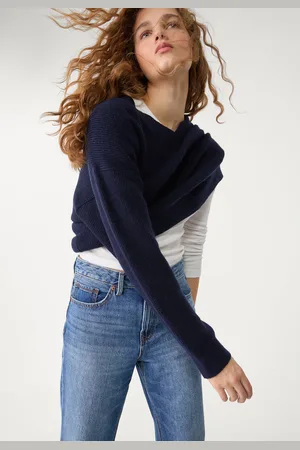 Stradivarius Camisola com decote em bico de malha tipo feltro M