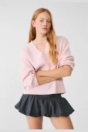 Stradivarius Camisola com decote em bico de malha tipo feltro S