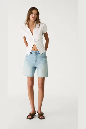 Stradivarius Bermudas de ganga de cintura média 38