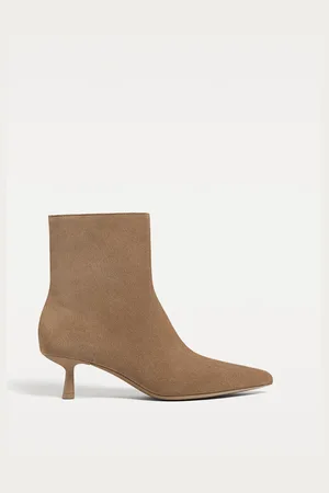 Stradivarius Botins de tacão fino em croute 36