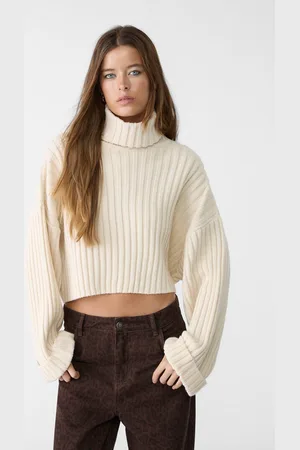 Stradivarius Camisola de malha com gola subida L