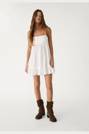 Stradivarius Vestido fluido curto com folhos XS