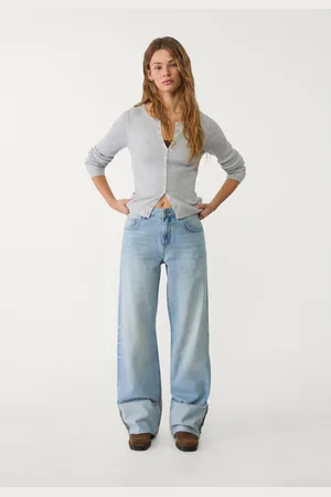 Stradivarius Jeans de perna larga com cordão 42