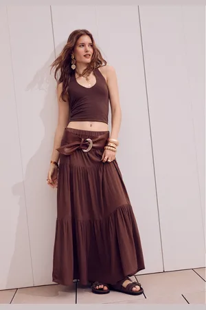 Stradivarius Saia midi boho L