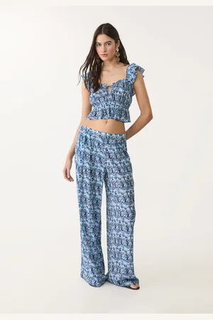Stradivarius Calças fluidas palazzo estampadas M