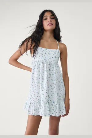 Stradivarius Vestido fluido curto com folhos XL