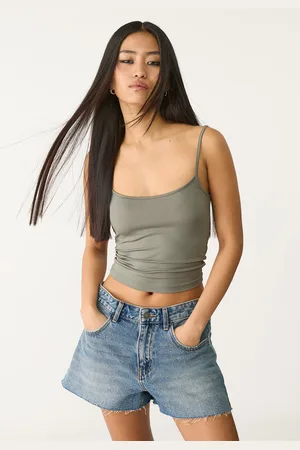 Stradivarius Shorts de ganga de cintura média 44