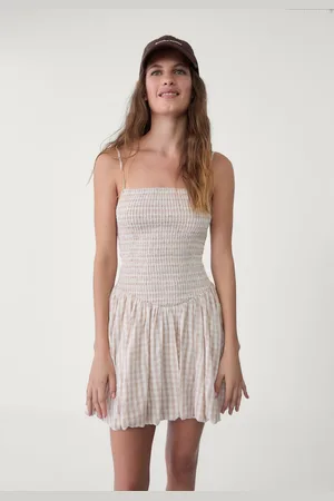 Stradivarius Vestido curto com folhos e quadrados vichy XS