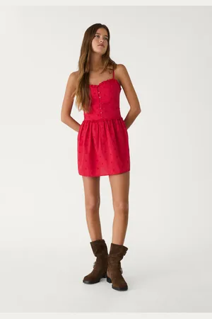 Stradivarius Vestido de alças curto com bordados XL