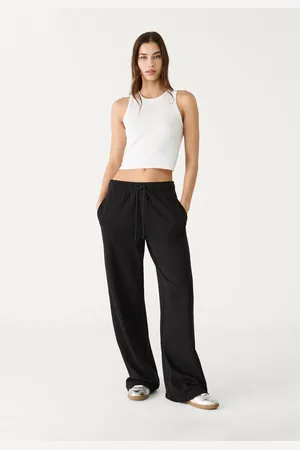 Stradivarius Calças jogger de perna larga S